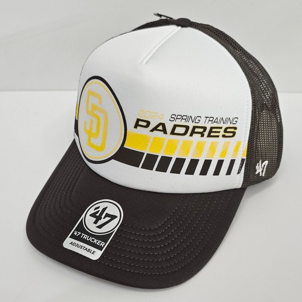 NWT San Diego Padres Trucker Snapback 47 Hat Spring Training White/Brown Cap